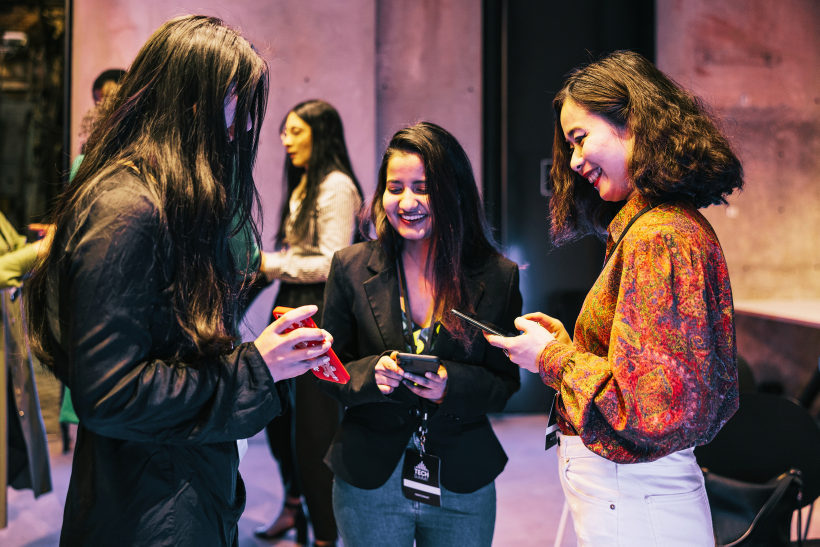 Guests in conversation at an event