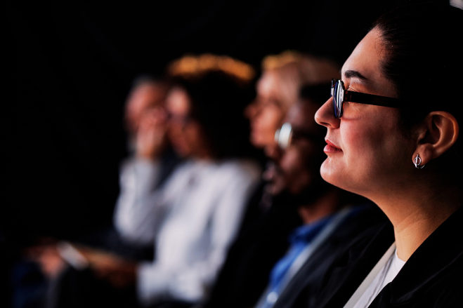 Participant listening during a discussion